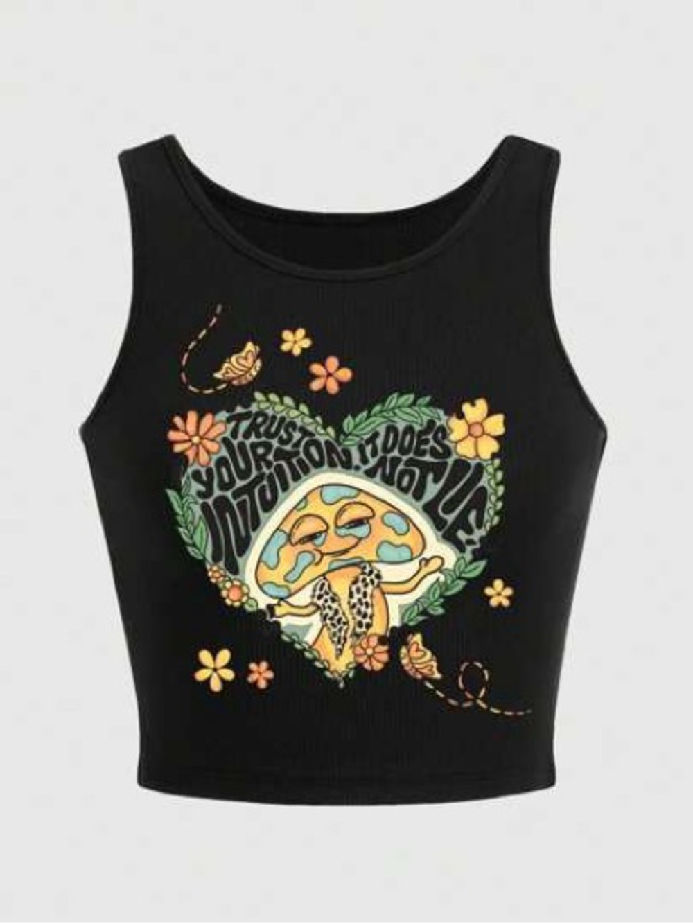 Trust your intuition Mushroom Heart Crop Top